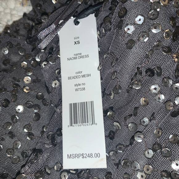 NWT Y2K  $248 WALTER BAKER W118 SEQUIN MESH SHIMMER SLIP DRESS  XS - Picture 4 of 6